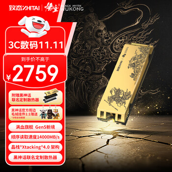 9日20點(diǎn)：致態(tài)（ZhiTai）長(zhǎng)江存儲(chǔ) 4TB SSD固態(tài)硬盤(pán) NVMe M.2接口 TiPro9000 系列《黑神話：悟空》聯(lián)名版 (PCIe 5.0 產(chǎn)品)